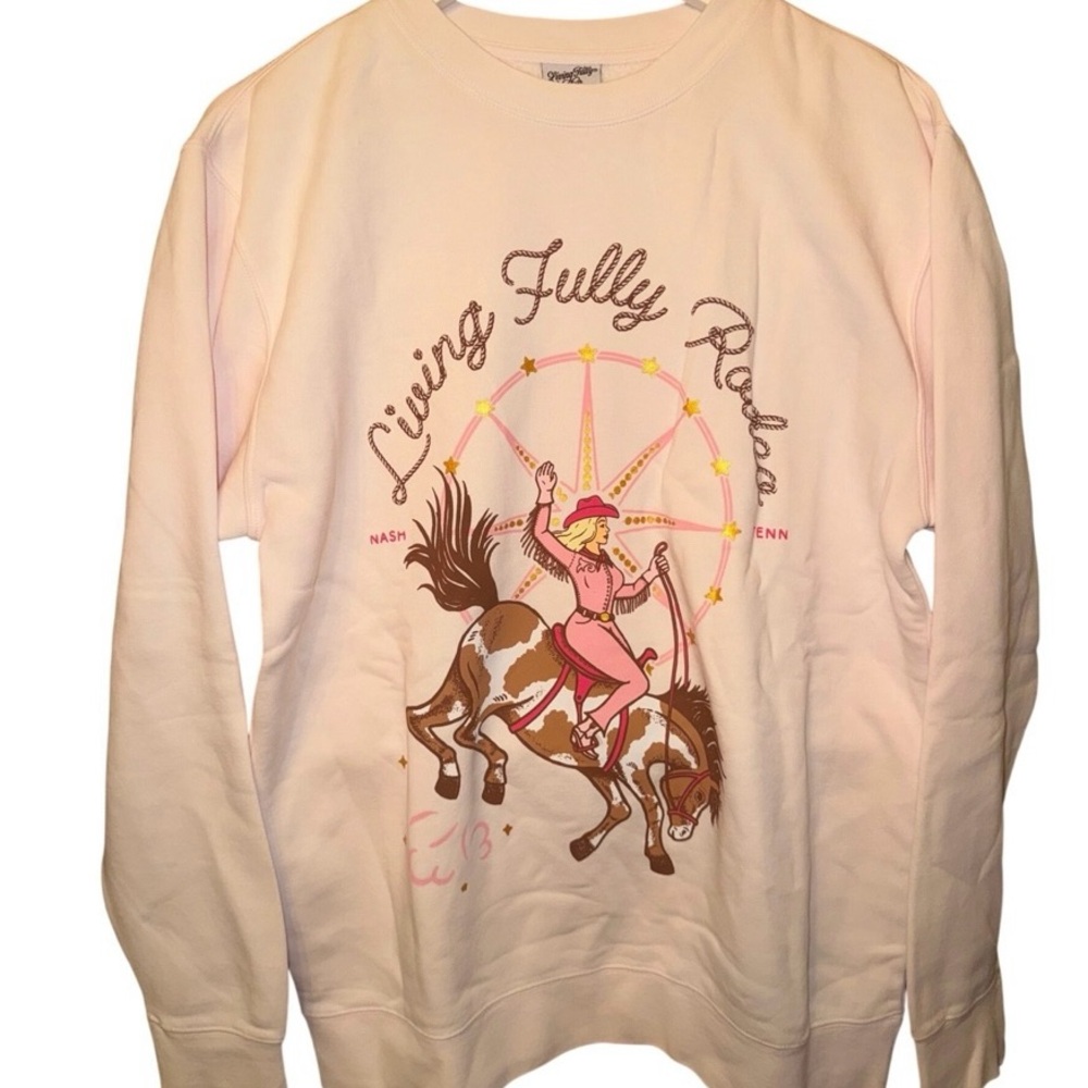 Living Fully Rodeo Graphic Crewneck Sweatshirt - Pink